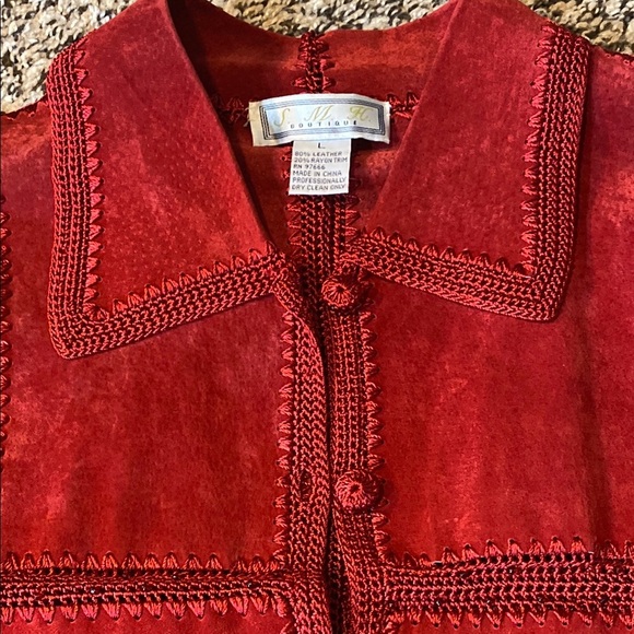 S.M.H Boutique Red Leather Blazer Patchwork Blazer/Jacket - Picture 4 of 10